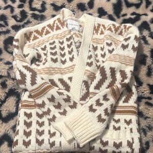 Pink Rose Cream & Brown Fair Isle Knit Cardigan